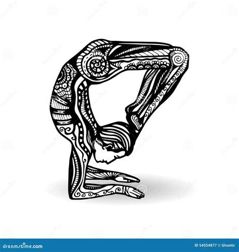 vector yoga illustration  zentangle style man  yoga pose stock