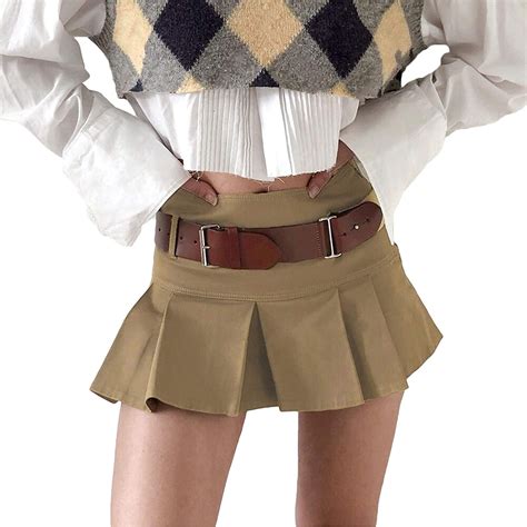 women´s y2k mini pleated skirt sexy plaid high waist