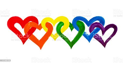 rainbow colors intertwined hearts on white background isolated close up