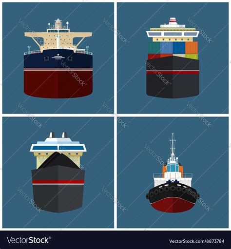 front view   cargo ship royalty  vector image