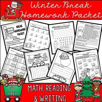 christmas activities christmas break homework packet  perfect   students  practic