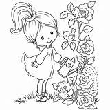 Coloring Pages Clear Little Stamps Crafts Doodle Printemps Sewing Seç Pano Watering Roses sketch template