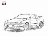 Nissan R34 Gtr R32 Voiture Colorear Fast Furious Supra Coches Toyota Zeichnen Skizzen Pencil Tima sketch template