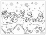 Coloring Santa Sleigh Pages Christmas Reindeer Printable Kids Sled Kidspartyworks Pattern Color Flying Fun Printables Outstanding Wooden Wood Print Disney sketch template