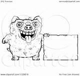 Outlined Ugly Pig Sign Clipart Cartoon Cory Thoman Coloring Vector 2021 sketch template