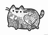 Mandala Coloring Pusheen Cat Adult Pages Zentangle Inspired Printable sketch template