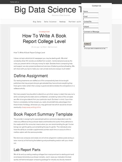 college level book report format   write  perfect college