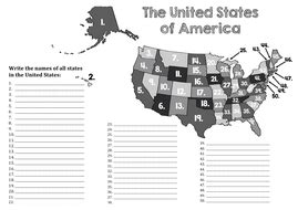 numbered map  united states  america teaching resources