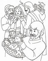 5000 Jesus Feeding Coloring Clipart Pages Feeds Cliparts Library Miracles sketch template