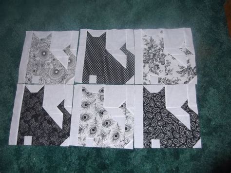 black white cat quilt blocks