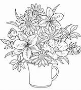 Coloring Pages Flower Adults Printables sketch template