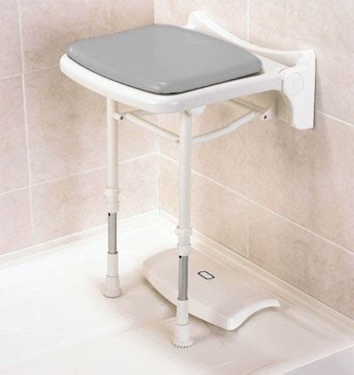 akw  p compact fold  shower seat  padded grey cushion shepway disabled supplies