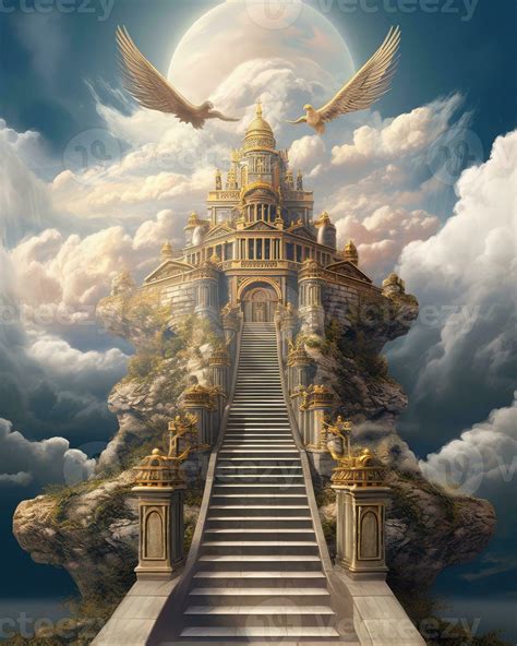 heavenly stairway  heaven  floating clouds angelic angels ai