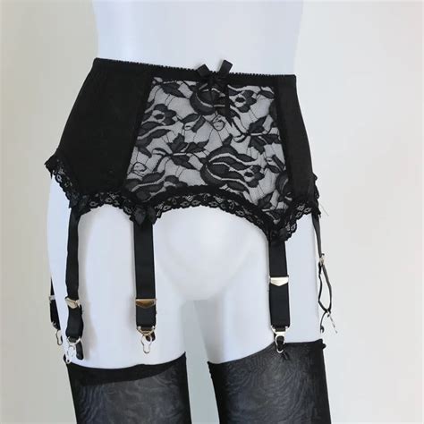 strap luxury suspender belt black garter belt lace panel garter belt  size set  pair