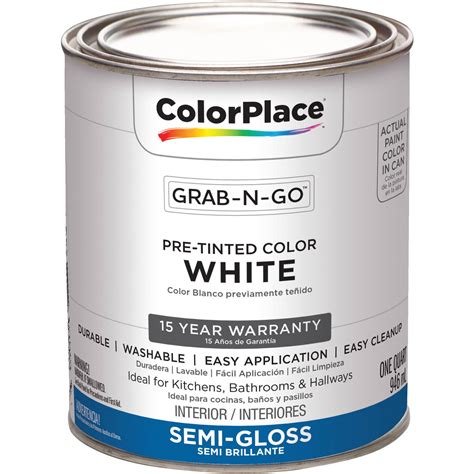 colorplace pre mixed ready   interior paint white semi gloss finish  quart walmartcom