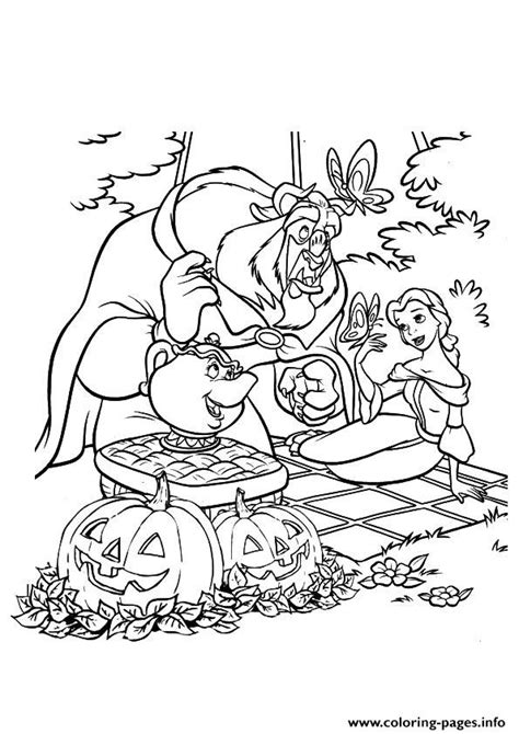 beauty   beast disney halloween coloring page printable