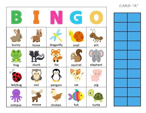 animal bingo printable printable world holiday