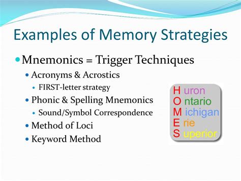 memory strategies mnemonic devices powerpoint  id