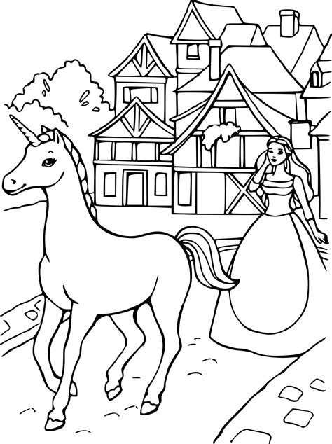 barbie   unicorn coloring page  printable coloring pages