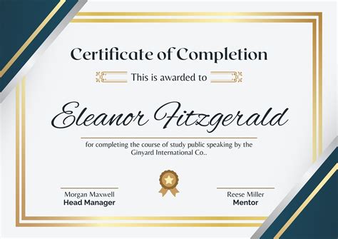 editable certificate  completion template   word