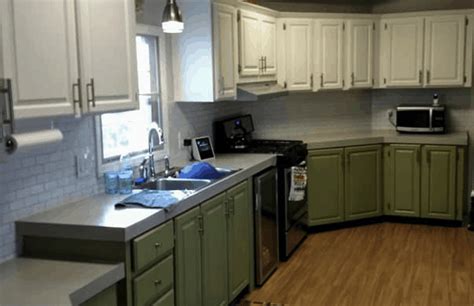 transform  mobile home cabinets   fresh coat  paint home cabinets