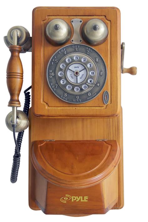 pyle prt retro antique country wall phone retail packaging wood