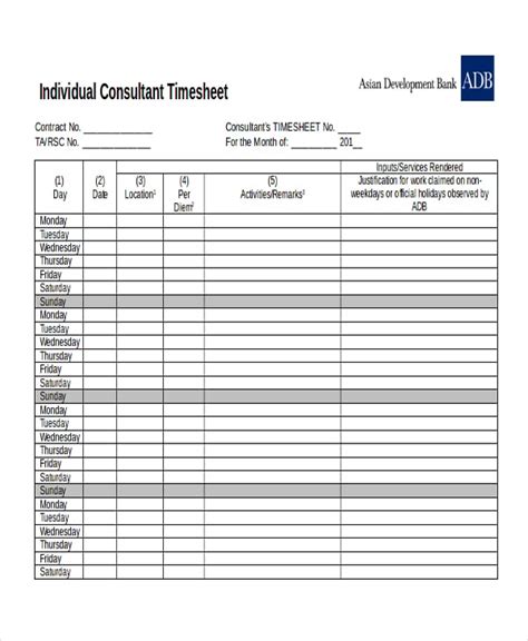 consultant timesheet template  weekly report bankhomecom