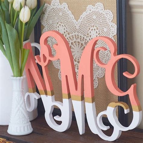 15 Unfinished Wood Monogram Wooden Letters Decorated Wood Monogram