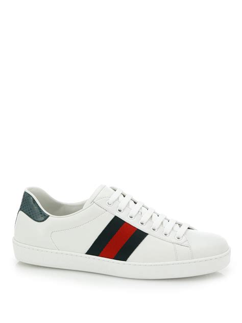 gucci croc detail leather sneakers  white  men lyst