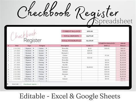 checkbook register excel spreadsheet check book register google sheets