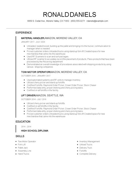 material handler resume examples  tips zippia