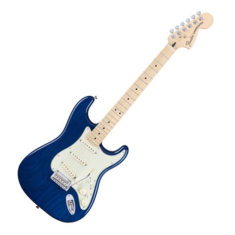 fender deluxe stratocaster electric guitar mn sapphire blue trans  gearmusiccom