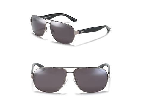 emporio armani rimless ruthenium metal aviator sunglasses in black for