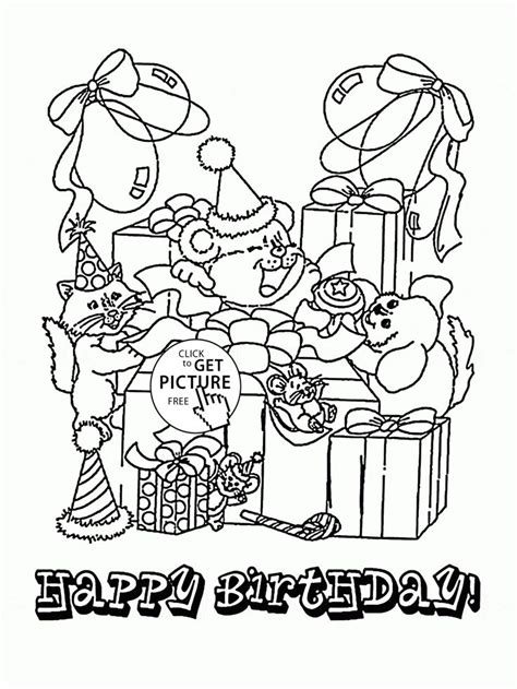 happy birthday coloring page  teddy bears  presents