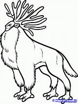 Mononoke Princess Coloring Spirit Forest Deer God Draw Step sketch template