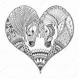 Zentangle Paard Paarden Affection Cavalli Kolorowanka Mandala Cuore Neigung Pferde Herzform Zeigen Mostrano Affetto St3 Koniki Rysunek Obraz Chevaux Dieren sketch template