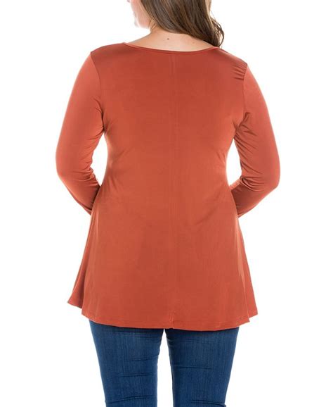 24seven Comfort Apparel Womens Plus Size Flared Long Sleeves Henley