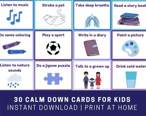 calm  cards  kids printable calm  kit etsy
