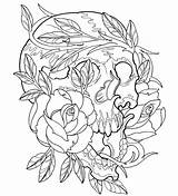 Coloring Tattoo Pages Printable Skull Rose Tattoos Book Adult Adults Colouring Designs Roses Print Flash Tribal Skulls Doverpublications Sugar Modern sketch template