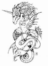Mermaid Tattoo Coloring Pages Unicorn Percy Tattoos Drawing Sketch Drawings Body Cute Adult Octopus Steampunk Zebra Baby Seahorse Horse Cool sketch template