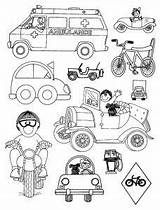 Transportation Preschool Coloring Pages Land Ambulance Bicycle Motorcycle Car Preschoolcrafts Kids Crafts Kindergarten Activities Worksheet Printables Choose Board sketch template