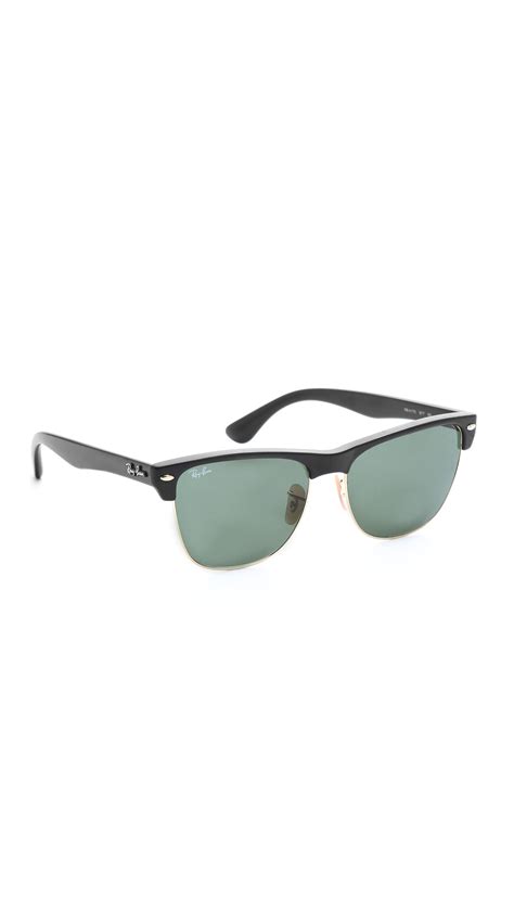 ray ban oversized clubmaster sunglasses in black black crystal green