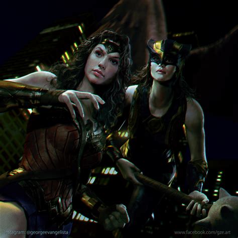 Hawk Girl And Wonder Woman By Vshen On Deviantart