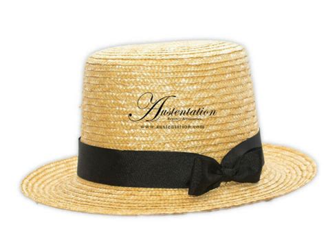 Austentation Regency Victorian Style Men S Straw Top Hat With Black