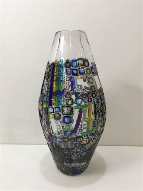 Hand Blown Art Glass Vase Signed By Artist 13 Tall X 6 Widest 7 8
