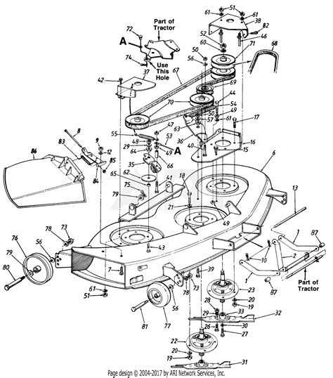 mtd mtd gt  mdl   parts diagram  deck assembly