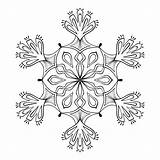 Vector Flake Doodle Mandala Zentangle Snow Adult Style Illustration Coloring Preview sketch template