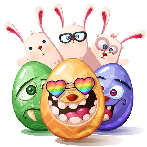 happy easter cartoon set egg icon  vector art  vecteezy