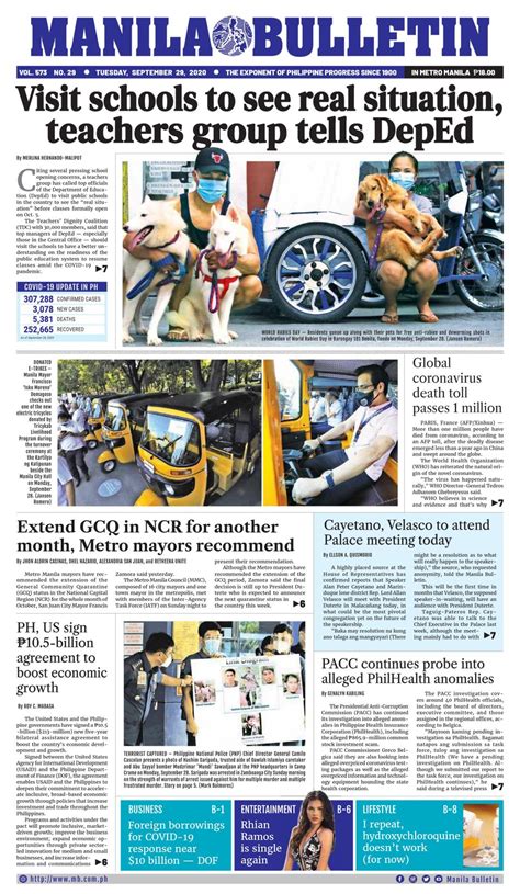 Manila Bulletin September 29 2020 Newspaper Get Your Digital