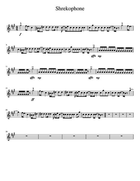 shrekophone alto sax sheet   alto saxophone      midi